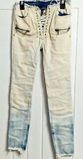 BEN TAVERNITI UNRAVEL PROJECT LADIES DISTRESSED LACE UP SKINNY JEANS - Size 25