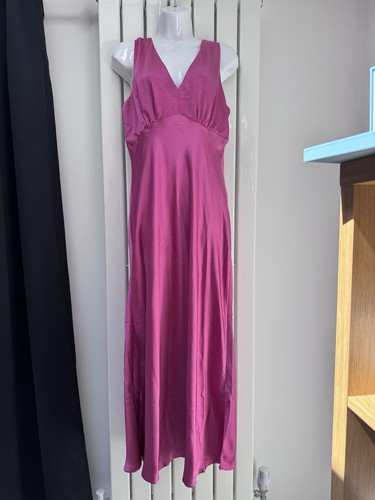 Pink satin maxi dress - satin,