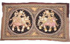 Vintage Embroidered Wall Hanging Tapestry with Elephant Design - #1001