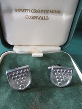 Vintage South Crofty Cornish tin cufflinks Cornish Emblem.