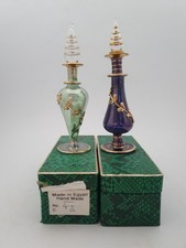 Pair of Egyptian Hand Made Glass Perfume Bottles 11cm Tall (including Dropper)
