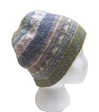 PACHAMAMA 100% Wool  Hand Knitted  Fleece Lined Ladies Beanie One Size Multicol