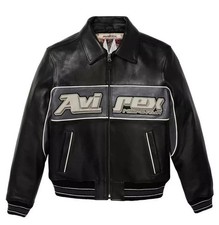 Premuim Men's Avirex Black Genuine Leather American Jacket Biker Flight Coat