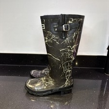 Kangol Wellies Women's UK 4 Black Marble Wellington Boots Outdoor Walk Festival