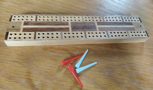 Cribbage board vintage inlaid - board,