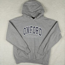 Cotton Ridge - Oxford University, Medium Mens/Unisex Grey Logo Print Hoodie