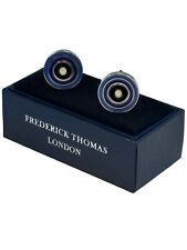 designer cufflinks in silver colour double end circle design by Frederick Thomas