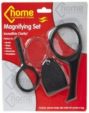 3 Pcs Magnifying Glasses Set Glass Pocket Fine Detail Office Books Maps Reading 
