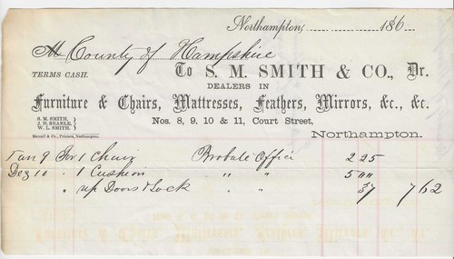 1860 invoice furniture - 1860's,