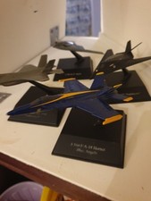 4 Die Cast Military Planes With Stands Small No Boxes