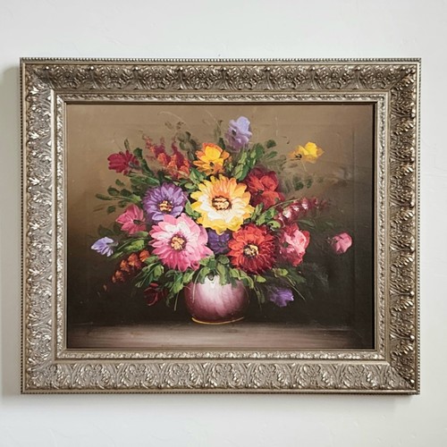 Vintage floral oil painting - vintage,