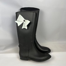 Ted Baker Wellington Boots Shoes Wellies Black Rubber UK 7 Mid Calf  Bow TB