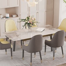 Indoor Sintered Stone and Iron Expandable Dining Table Kitchen Restaurant Large