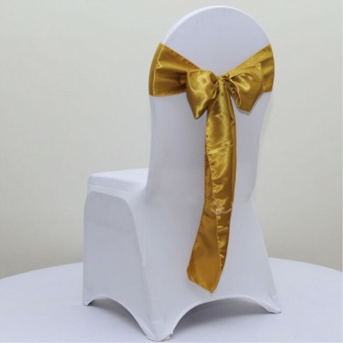 Dark gold satin chair - satin, sashes