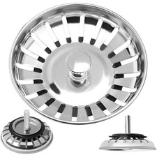 Invero Kitchen Sink Strainer Stainless Steel Sink Drainer Waste Plug - Diameter