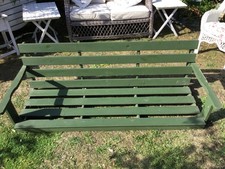Green Wooden Slatted 3 Seater Hanging Swing Bench Seat