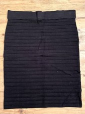 Promod Black Ribbed Stretch Skirt~UK S M 10 12 ?~Fitted~Straight~Pencil Style