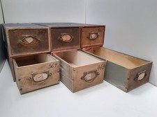 6 Vintage Retro Wooden Small Drawers Storage Archive Box Organiser Shabby Chic