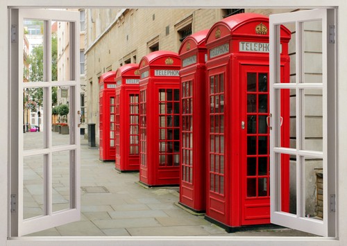 Red public phone booth box - public,