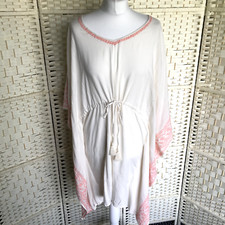 New Marks & Spencer Size M UK 12 Beach Cover Up Kaften Dress Pink Embroidered