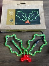 Christmas holly Rope Light Silhouette Boxed Vgc b+q bulb,41cm x 25cm
