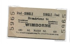 1956 ?  Broadstone - Wimbourne 2nd Single Railway Ticket BTC BR(S)