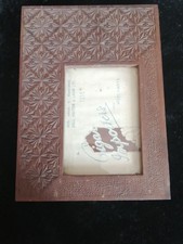 Antique Hand Carved Wooden Photo Frame 1910 Edwardian Art Nouveau