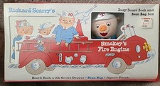 NOS 1999 RICHARD SCARRYS Smokeys Fire Engine Board Book Plush Bean Bag & Puzzle