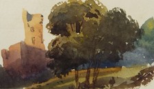 Original Watercolour, 'Castle Ruin', Early 20th Century, Artist Unknown