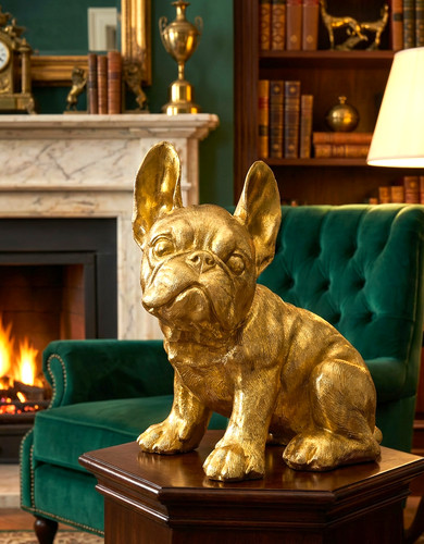 Gold french bulldog ornament - gold,