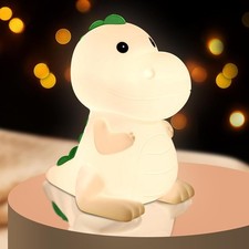 LED Silicone Night Light Dinosaur Touch Dimmable Lamp Kids Bedroom Rechargeable