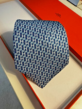 HERMÈS Men's Blue Silk Tie - Unworn And In Original Box