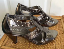 Lotus Womens Shoes Pewter Studded Zip Front Peep Toe Heel Ladies Size 5
