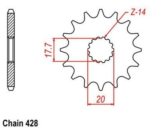 Pinion 17t pitch 428 for - pinion,