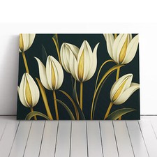 Art Deco Tulip Flowers Vol.1 Canvas Wall Art Print Framed Picture Home Decor