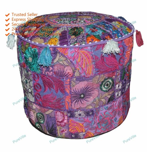 Bohemian floral pouf cover - pouf,
