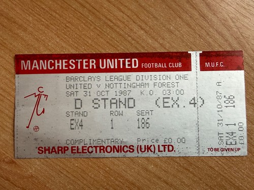 Ticket 1987 manchester - ticket, 1987/88