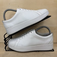 FitFlop Rally Panel Women's Size 5 White Leather White Sole Comfort Technology