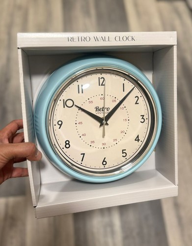 Retro wall clock - blue, brand