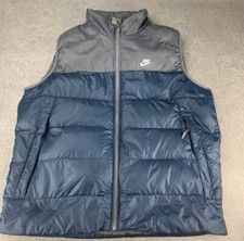 NIKE Gilet Men's X Large Puffer Body Warmer  Vintage Y2K 552087-021 Grey & Blue