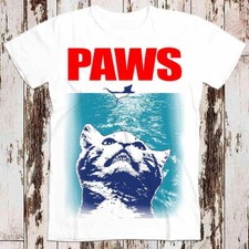 Paws Jaws Cats Kittens Tee Top Retro Super Funny Cool Vintage Style Unisex 8249