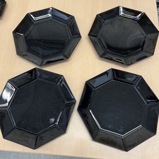 4 x Arcoroc Octime French Dinner Plates, Black, Vintage , 10 Inch pre loved 80’s