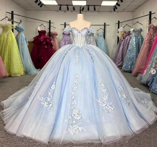 Sky blue quinceanera dresses - blue,