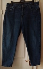 M &S Women's Jeans (Mom Style) In Dark Indigo Mix. Size 20 Regular.
