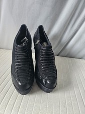 Italian Designer Women's TIFFI Leather High Heeled Platform Low Ankle Boot Shoe