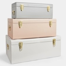 VonHaus Set Of 3 Metal Trunks