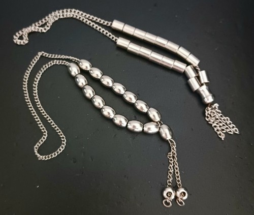 Silver tone metal worry beads - silver,