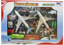 British Airlines Twin Plane Airport Set With Vehicles And Accessories Brand New