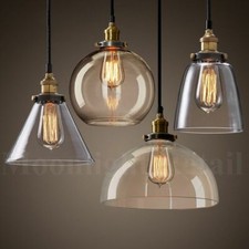 New Modern Vintage Industrial Retro Loft Glass Ceiling Lamp Shade Pendant Light
