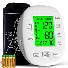 Tri-Color Backlight Upper Arm Blood Pressure Monitor BP Heart Rate Machine
